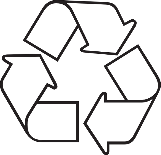 A simple recycling image indicating our products or made with sustainable materials such as premium glass jars with cotton, zinc and lead free wicks.